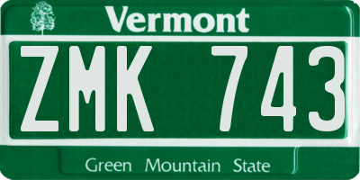 VT license plate ZMK743