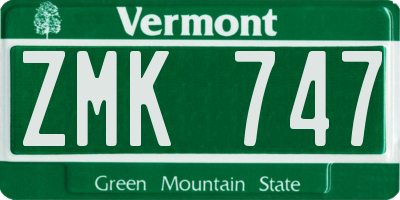 VT license plate ZMK747
