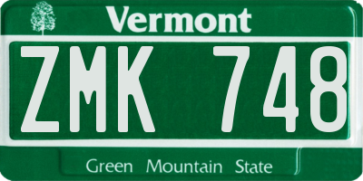 VT license plate ZMK748
