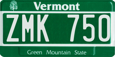 VT license plate ZMK750