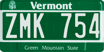 VT license plate ZMK754