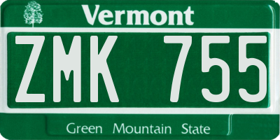 VT license plate ZMK755