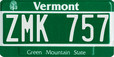 VT license plate ZMK757