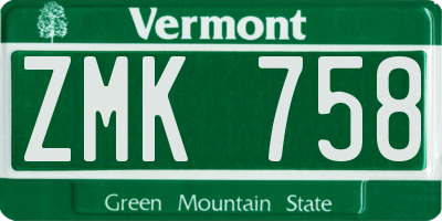 VT license plate ZMK758