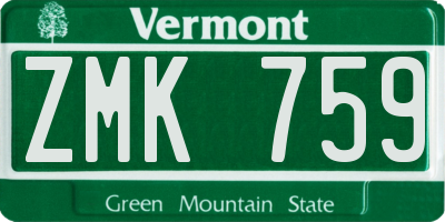 VT license plate ZMK759