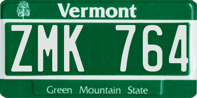 VT license plate ZMK764