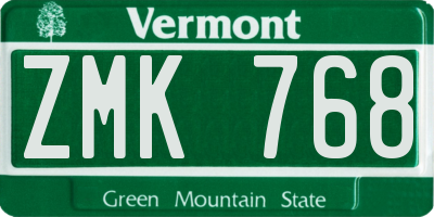 VT license plate ZMK768
