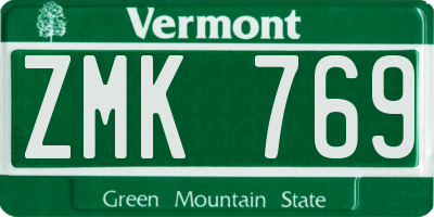 VT license plate ZMK769