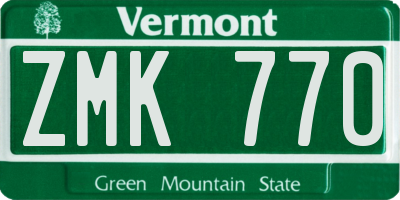 VT license plate ZMK770