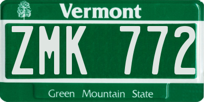 VT license plate ZMK772