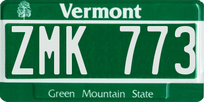 VT license plate ZMK773