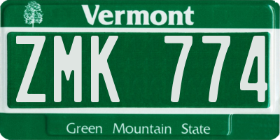 VT license plate ZMK774