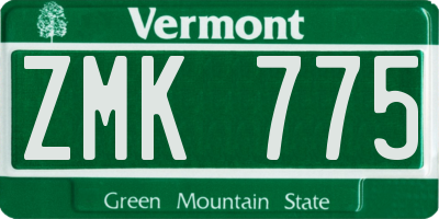 VT license plate ZMK775