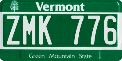 VT license plate ZMK776