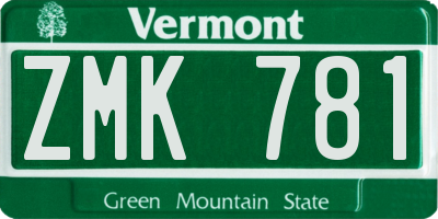 VT license plate ZMK781