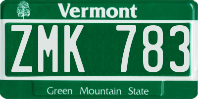 VT license plate ZMK783