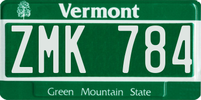 VT license plate ZMK784