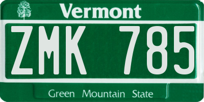 VT license plate ZMK785