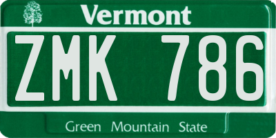 VT license plate ZMK786