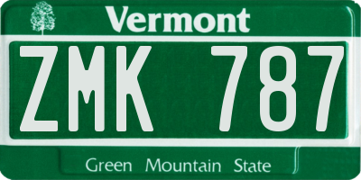 VT license plate ZMK787