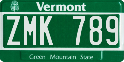 VT license plate ZMK789