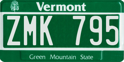 VT license plate ZMK795