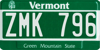 VT license plate ZMK796