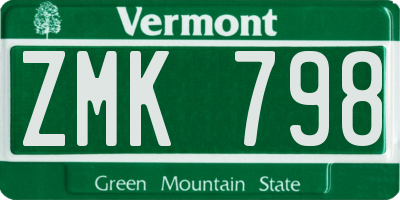 VT license plate ZMK798