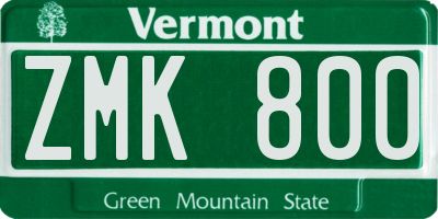 VT license plate ZMK800