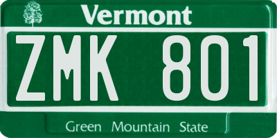VT license plate ZMK801