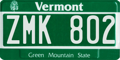 VT license plate ZMK802