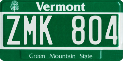 VT license plate ZMK804