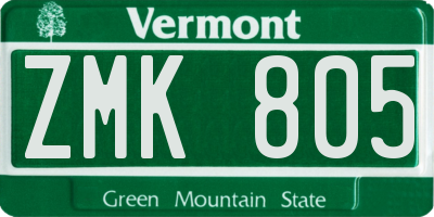 VT license plate ZMK805