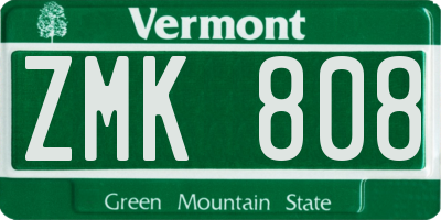 VT license plate ZMK808