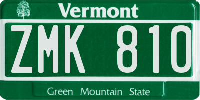 VT license plate ZMK810