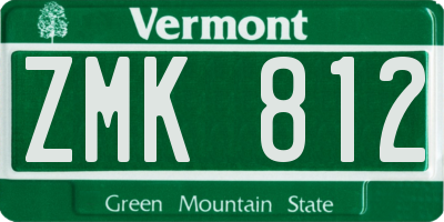 VT license plate ZMK812