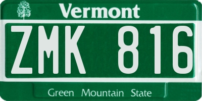 VT license plate ZMK816