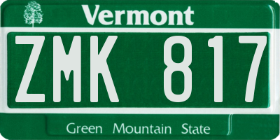 VT license plate ZMK817