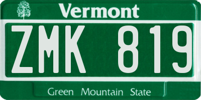 VT license plate ZMK819