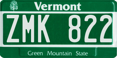 VT license plate ZMK822