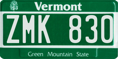 VT license plate ZMK830