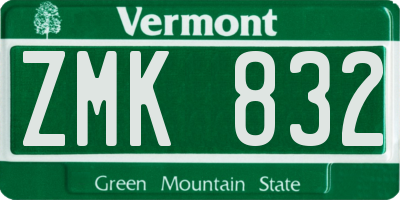 VT license plate ZMK832