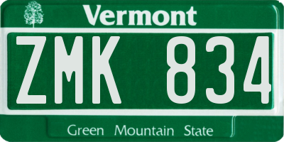 VT license plate ZMK834