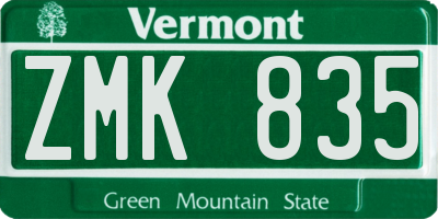 VT license plate ZMK835