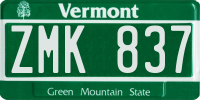 VT license plate ZMK837