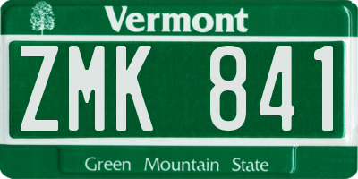 VT license plate ZMK841