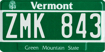 VT license plate ZMK843