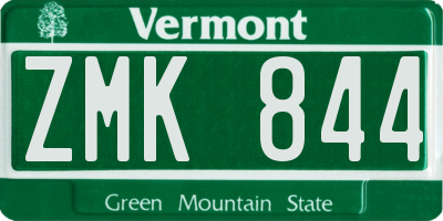 VT license plate ZMK844