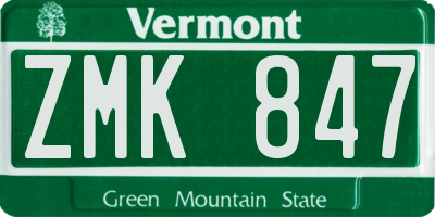 VT license plate ZMK847