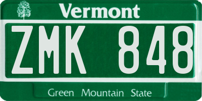 VT license plate ZMK848